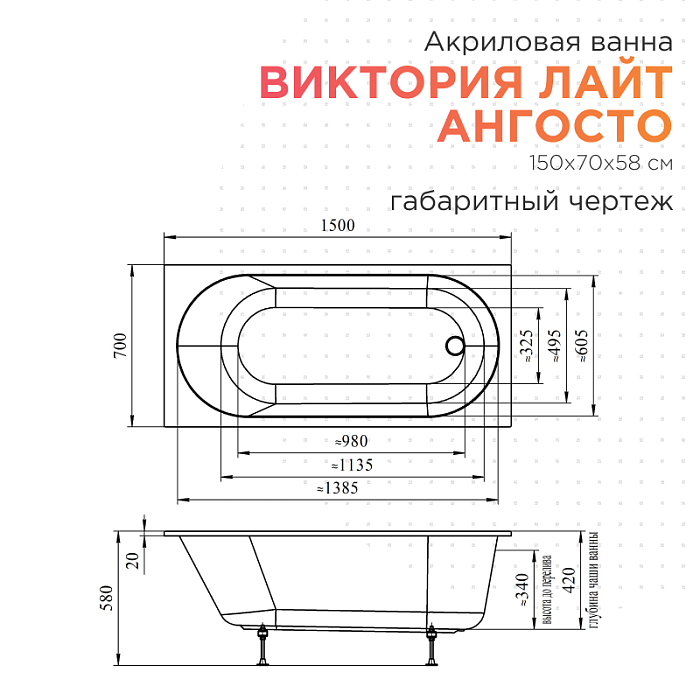 акриловые ванны Виктория лайт Ангосто акриловые ванны Виктория лайт Ангосто