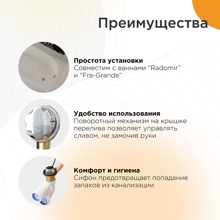сливы-переливы Слив-перелив полуавтомат (металл, с сифоном)