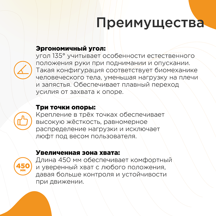 ванны для людей с ограниченными возможностями Ручка белая угловая 450х450 мм